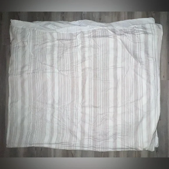 Pottery Barn Hawthorn Striped Duvet Cover Cal King White Brown 92” X 108”